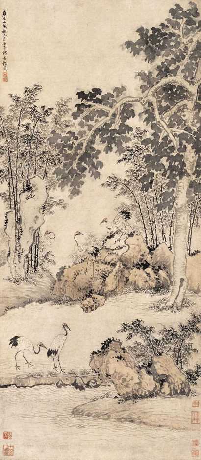 杨晋 甲辰（1724年）作 鹤林春社 立轴